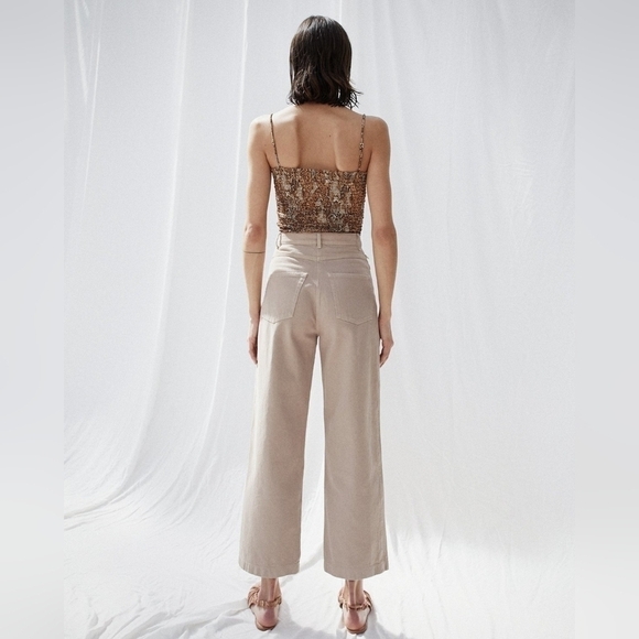 Nanushka Brown Animal Print Smocked Spaghetti Strap Matea Tube Top Party Club - Picture 4 of 10